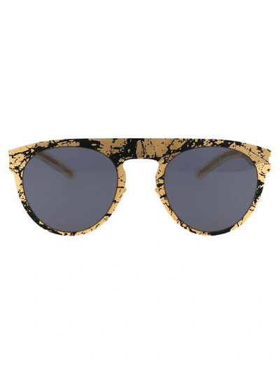 Mykita Mmtransfer004 Sunglasses In 267 Gold Black Stone Darkgrey Solid