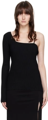 Helmut Lang Womens Ribbed Knit Cross Strap Pullover Top In 014 Black/black