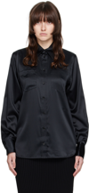 Helmut Lang Core Silk Button Down Shirt In Black