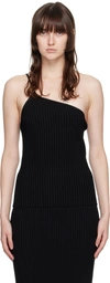 Helmut Lang Black One-shoulder Tank Top In 014 Black/black