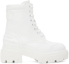 MSGM WHITE LACE-UP BOOTS