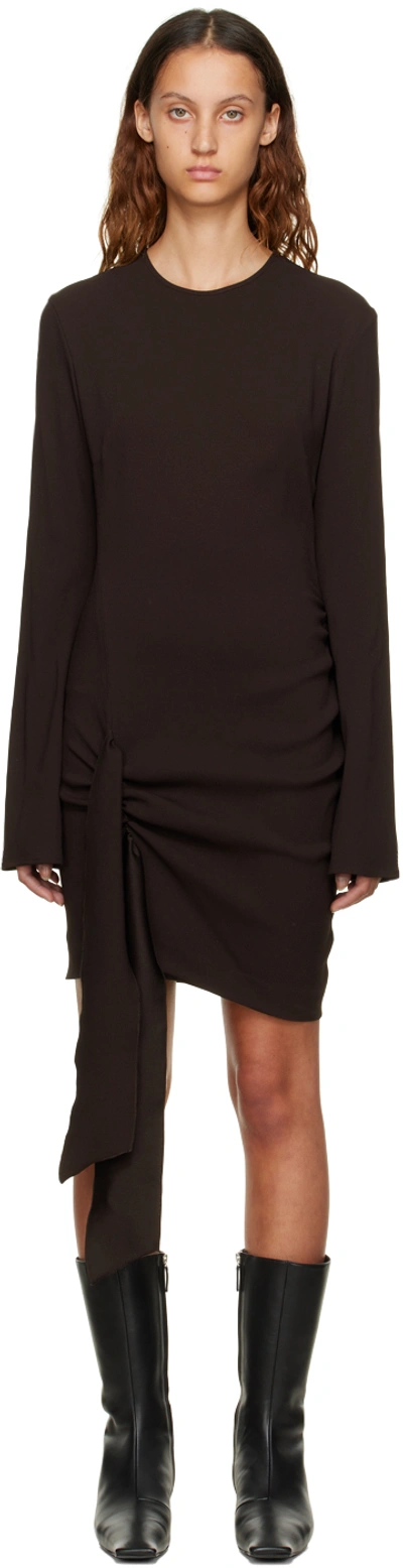Blumarine Brown Draped Bow Minidress In N0543 Testa Di Moro