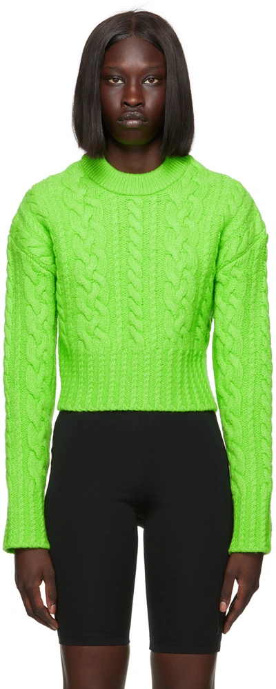 Ami Alexandre Mattiussi Cable-knit Virgin Wool Sweater In Green