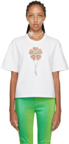 Area Crystal-embellished Floral-detail T-shirt In White