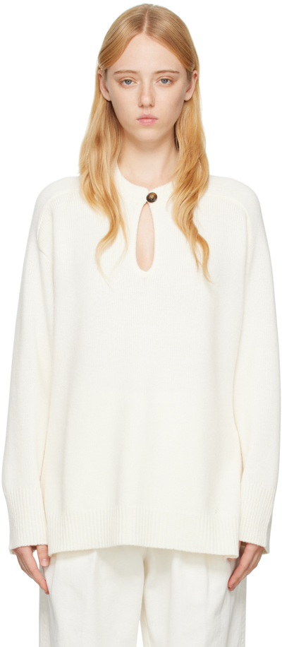 Loulou Studio White Beas Button-front Wool Sweater