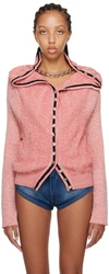 Y/PROJECT PINK CLASSIC RUFFLE NECKLACE CARDIGAN