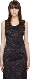 SHUSHU-TONG BLACK SMOCKED TANK TOP