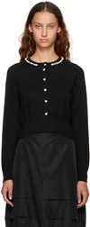 Simone Rocha Bead-embellished Wool Crop Cardigan In Black/pearl/clear