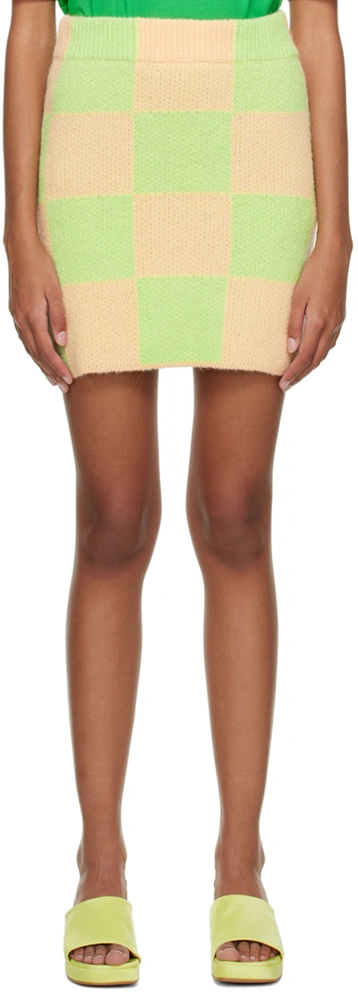 Stine Goya Andria Check Alpaca-blend Miniskirt In Green