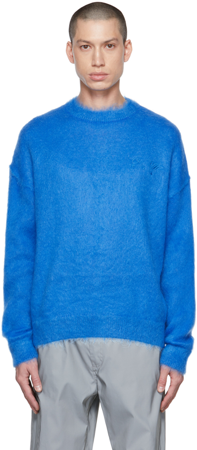 Off-white Arrow Skate Textured-knit Jumper In Blue