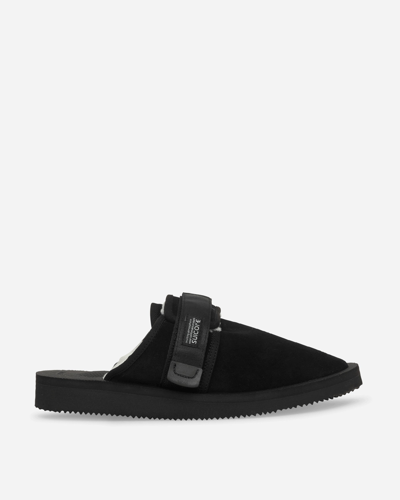 Suicoke Zavo-vs Webbing-trimmed Suede Mules In Black