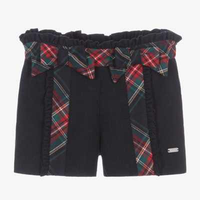 Patachou Kids' Girls Blue Tartan Bow Shorts