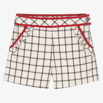 Patachou Kids' Girls Ivory Checked Shorts