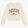 Msgm Ivory Sweatshirt For Girl With Logo In Ivory
