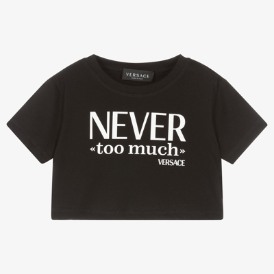 Versace Babies' Girls Black Logo Cropped T-shirt