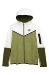 Nike Kids' Sportswear Tech Zip Hoodie In White/ Green/ Black