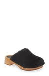 Swedish Hasbeens Fluff Genuine Shearling Clog In Black
