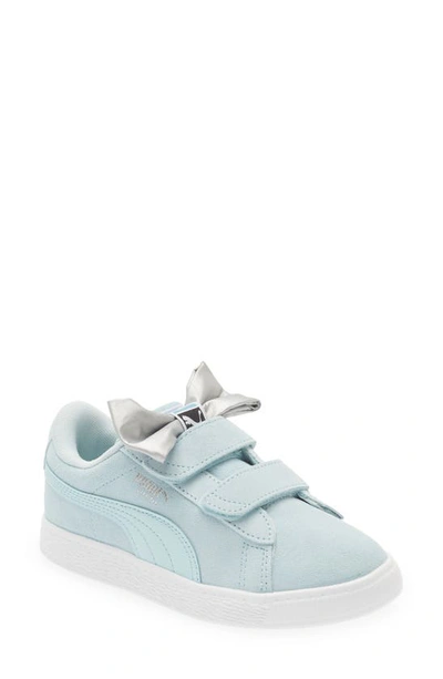 Puma Kids' Suede Classic Bow Sneaker In Light Aqua/ White