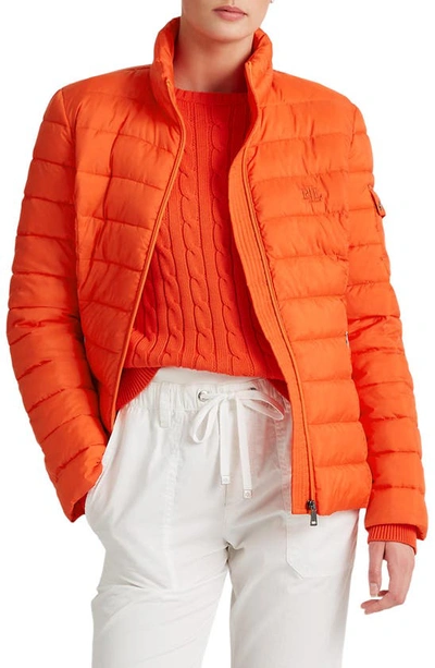 Lauren Ralph Lauren Recycled Polyester Puffer Jacket In Tangerine
