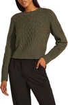 Favorite Daughter Wool & Cashmere Blend Cable Crewneck Sweater In Mallard Green