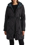 Lauren Ralph Lauren Quilted Down Puffer Coat In Black/black Watch