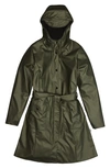 Rains Curve Waterproof Jacket In Evergreen