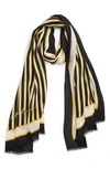 Kate Spade Botanical Stripe Oblong Scarf In Black