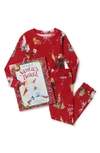 BOOKS TO BED KIDS' 'THE STORY OF SANTA'S BEARD' FITTED TWO-PIECE PAJAMAS & BOOK SET
