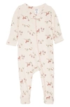 Nordstrom Babies' Print Cotton Footie In Pink Morganite Woodland Floral