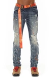 Cult Of Individuality Rocker Belted Slim Straight Leg Jeans In Garnet