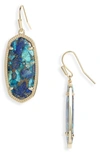 Kendra Scott 14k Gold Plated Elle Drop Earrings In Bronze Veined Lapis Turquoise Magnesite