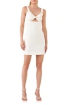Endless Rose Plissé Cutout Minidress In Off White