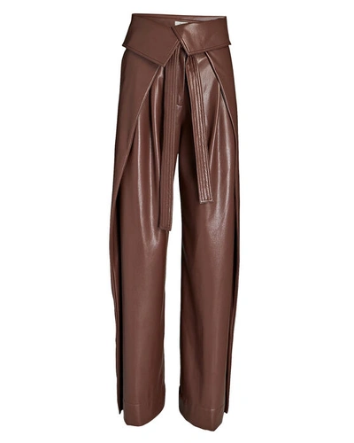 A.l.c Emilio Tie-front Vegan Leather Pants In Brown