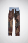 ACNE STUDIOS ACNE STUDIOS FN-MN-TROU000667 DARK BROWN/MULTI DENIM LEATHER PATCHWORK TROUSERS