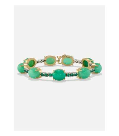 Irene Neuwirth Chrysoprase And Emerald Tennis Bracelet In Yellow Gold