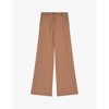 Maje Pimana Wide-leg High-leg Stretch Wool-blend Trousers In Marron/brown