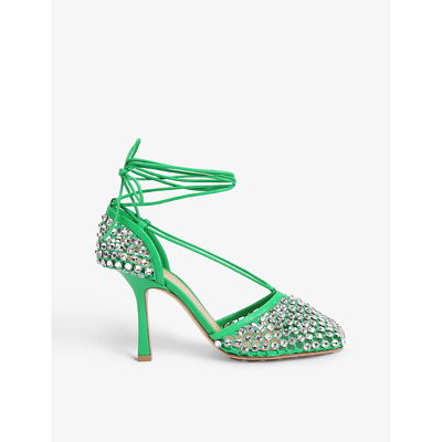 Bottega Veneta Strass Crystal-embellished Leather And Mesh Sandals In Pink,turquoise