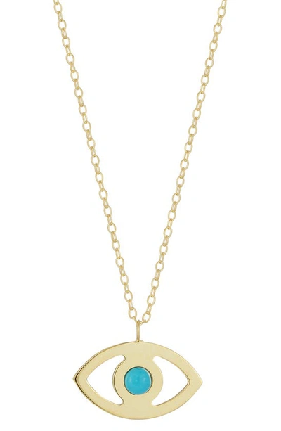 Ember Fine Jewelry Italian 14k Yellow Gold Turquoise Evil Eye Pendant Necklace