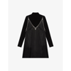 Maje Radeau Crystal-embellished Layered Satin And Stretch-jersey Mini Dress In Noir / Gris