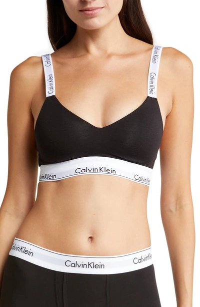 Calvin Klein Fuller Bust Modern Cotton Lightly Lined Bralette In Black