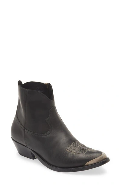 Golden Goose Young Leather Cowboy Ankle Boots In Nero