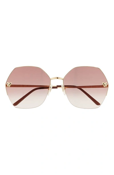 Cartier 62mm Gradient Oversize Geometric Sunglasses In Gold 3