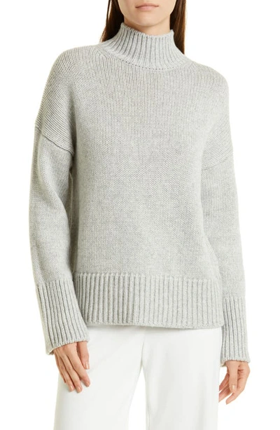 Vince Ribbed Mock Neck Cashmere Sweater In Grey