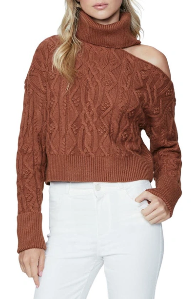 Paige Raundi Cut-out Shoulder Cable-knit Wool-blend Jumper In Brown