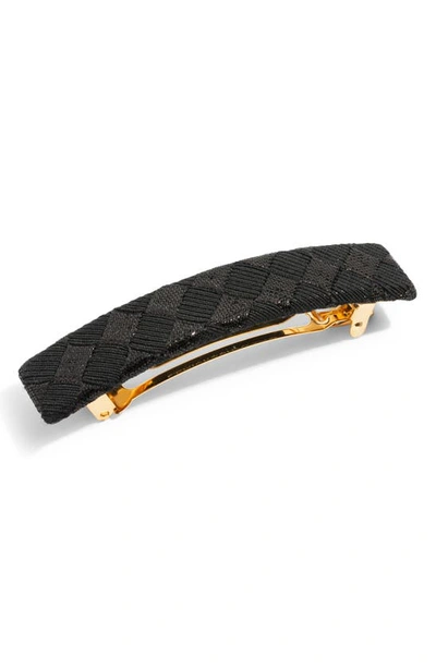 L Erickson Satin Rectangle Barrette In Shiny Weave