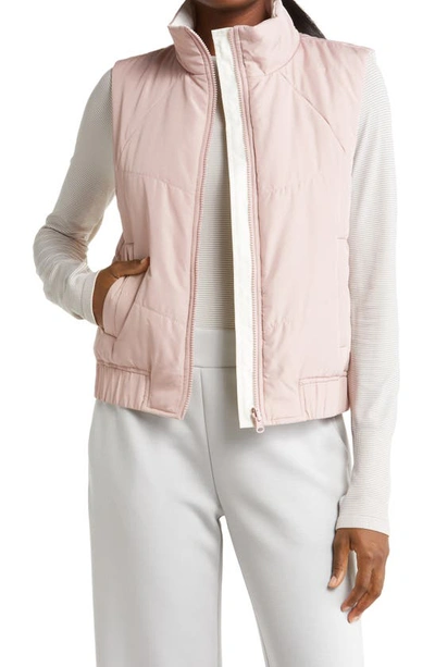 Zella Reversible Puffer Vest In Pink Adobe
