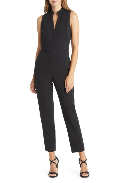 Black Halo Brittan High-collar Sleeveless Jumpsuit In Black