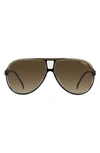 Carrera Eyewear 63mm Polarized Aviator Sunglasses In Black Gold / Brown Gradient