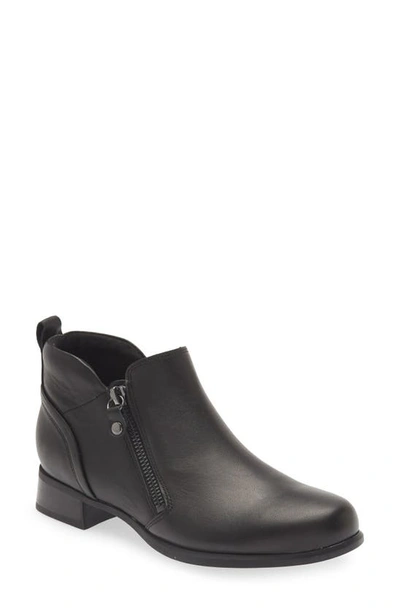 Munro Neko Zip Bootie In Black Tumbled Calf Leather