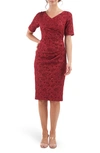 Js Collections Gianna Jacquard Floral Sheath Dress In Wine